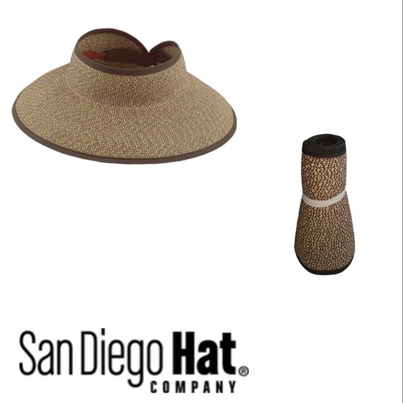 SAN Diego Hat Company's Women's Ultrabraid Large Brim Visor in Multi Brown - Picture 1 of 6